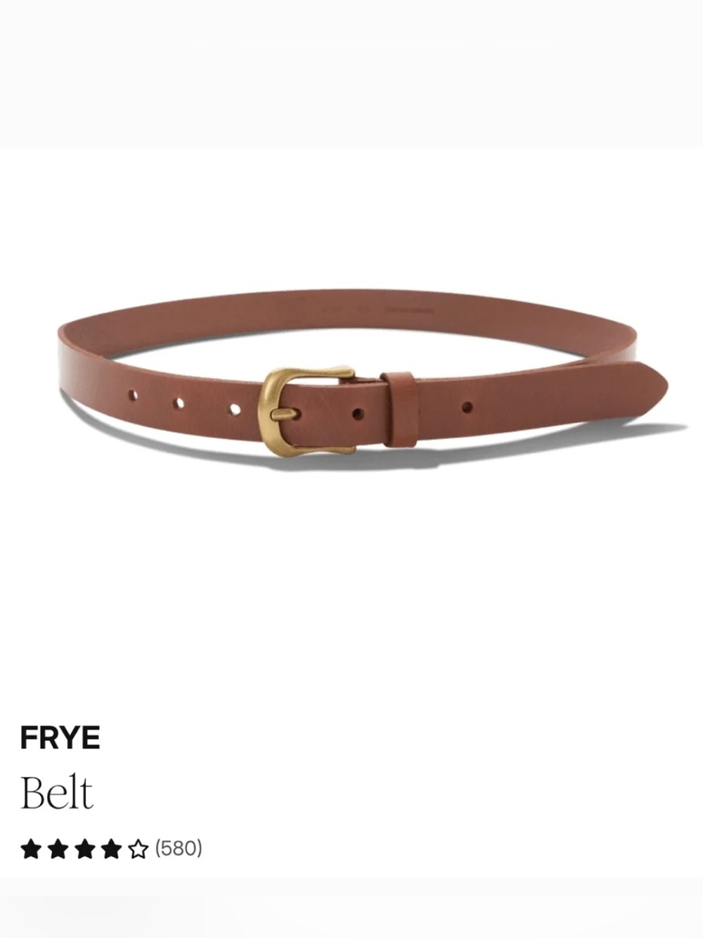 Frye Western Chestnut Leather Belt with Brushed Gold Buckle